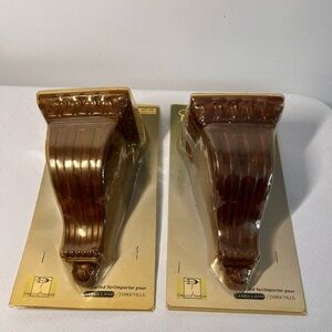 Decorative Drape hangers wall sconces. Brown. with or without a rod. New set 2